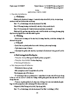 Giáo án Địa lý Lớp 6 - Tiết 8 Kiểm tra viết 1 tiết - Năm học 2017-2018